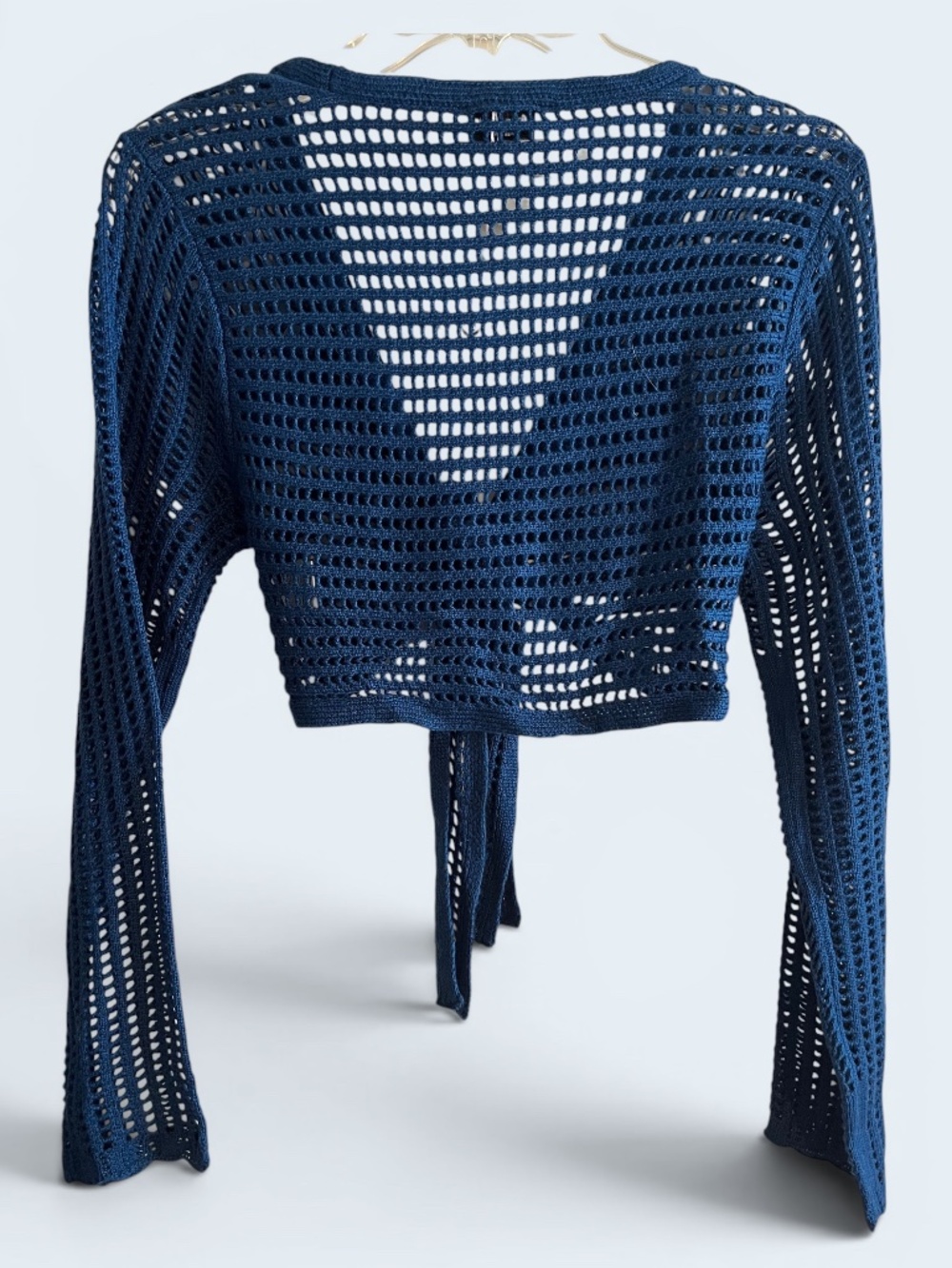 Love Knits NYC Open Weave Navy Shrug Size Small NWT